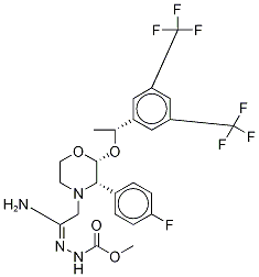 2-(R)-[1-(R)-(3,5-Bis(trifluoromethyl)phenyl)ethoxy]-3-(S)-fluorophenyl-4-[(2-N-methoxycarbonyl)acetamidrazono]morpholine-13C2,D2 Structure