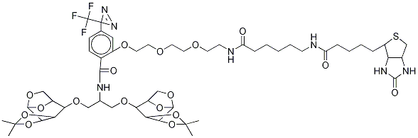 2-[2-[2-[2-[6-(Biotinylaminohexanoyl]aminoethoxy]ethoxy]ethoxy]-4-[3-(trifluoromethyl)-3H-diazirin-3-yl]benzoic Acid 1,3-Bis[1,6-anhydro-2,3-O-isopropylidene--D-mannopyranos-4-yloxy)-2-propylamine Amide Structure