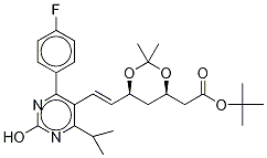 tert-Butyl-7-[4-(4-fluorophenyl)-6-isopropyl-2-hydroxypyrimidin-5-yl]-(3R,5S)-isopropylidene-(E)-6-heptenoate Struktur