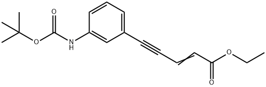 (E)-5-[3-[[(1,1-ジメチルエトキシ)カルボニル]アミノ]フェニル]-2-ペンテン-4-イン酸メチルエステル 化学構造式