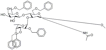Methyl O-6-Deoxy-2,3,4-tris-O-(phenylMethyl)-α-L-galactopyranosyl-(1→3)-O-[6-O-(phenylMethyl)-β- Structure