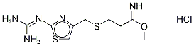 Methyl 3-[[[2-[(Diaminomethylene]amino-4-thiazolyl]methyl]-thio]propionimidate Hyxdrochloride Structure