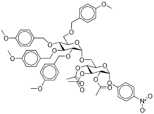 4-Nitrophenyl 2,3,4-tri-O-acetyl-6-O-(2,3,4,6-tetra-O-[4-methoxybenzyl]-α-D-glucopyranosyl)-α-D-glucopyranoside Structure