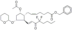 (5Z)-7-[(5-Acetyloxy-2-(4-difluoro-3-octen-1-one)-3-tetrahydropyranyloxy)cyclopentyl]-5-heptenoic Acid Benzyl Ester Structure