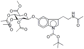 N-Acetyl-N-tert-butoxycarbonyl Serotonin-d4 Tri-O-acetyl-β-D-glucuronide Methyl Ester Structure