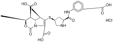 (3S,4S,4aS,5R)-6-[[(3S,5S)-5-[[(3-Carboxyphenyl)amino]carbonyl]-3-pyrrolidinyl]thio]-3,4,4a,5-tetrahydro-3,5-dimethyl-1-oxo-1H-pyrrolo[1,2-c][1,3]oxazine-4,7-dicarboxylic Acid  Hydrochloride (~50%) Structure