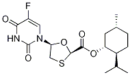 (2R,5S)-((1R,2S,5R)-2-Isopropyl-5-methylcyclohexyl)-5-(5-fluoro -2,4-dioxo-3,4-dihydropyrimidin-1(2H)-yl)-1,3-oxathiolate Structure