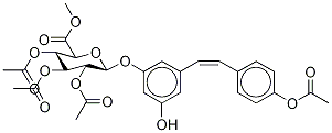 4’-O-Acetyl cis Resveratrol 3-O-β-D-Glucuronide Methyl Ester Triacetate Struktur