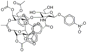 p-Nitrophenyl 2-Acetamido-2-deoxy-3-O-[2’-O-(2,3,4-tri-O-benzoyl-α-L-fucopyranosyl)-3’,4’,6’-tri-O-acetyl-D-galactopyranosyl]-β-D-glucopyranoside

 Structure
