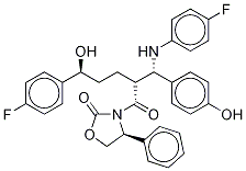 (4S)-3-[(2R,5S)-5-(4-Fluorophenyl)-2-[(S)-[(4-fluorophenyl)aMino](4-hydroxyphenyl)Methyl]-5-hydroxy-1-oxopentyl]-4-phenyl-2-oxazolidinone 结构式