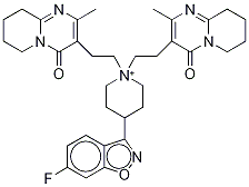 6-Fluoro-3-[1-bis-[2-(methyl-6,7,8,9-tetrahydropyridol[1,2,a]pyrimidin-4-one-3-yl)ethyl]piperidinium]benzisoxazole (Risperidone Impurity) 化学構造式