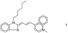 4-[3-(3-Hexyl-2(3H)-benzothiazolylidene)-1-propen-1-yl]-1-methyl-quinolinium Iodide 结构式