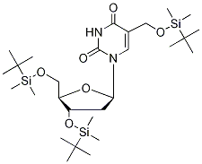 3',5'-Bis-O-[(1,1-diMethylethyl)diMethylsilyl]-α-[[(1,1-diMethylethyl)diMethylsilyl]oxy]-thyMidine-d2 Structure
