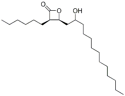 rel-(3R,4S)-3-Hexyl-4-[2-hydroxytridecyl]-2-oxetanone 化学構造式