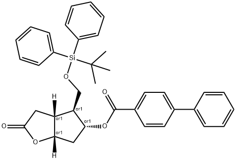[1,1'-Biphenyl]-4-carboxylic Acid (3aR,4S,5R,6aS)-4-(tert-Butyldiphenylsilyloxy)methyl)hexahydro-2-oxo-2H-cyclopenta[b]furan-5-yl Ester Structure