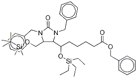 5-(tert-Butyldimethylsilyloxymethyl)-1,3-dibenzyl-2-oxo-4-imidazolidine-(6-triethylsilyloxy-hexanoic Acid) Benzyl Ester