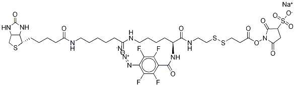 2-[N2-(4-AZIDO-2,3,5,6-TETRAFLUOROBENZOYL)-N6-(6 -BIOTINAMIDOCAPROYL)-L-LYSINYL]ETHYL 2’- (N-SULFOSUCCINIMIDYLCARBOXY)ETHYL DISULFIDE, SODIUM SALT Structure