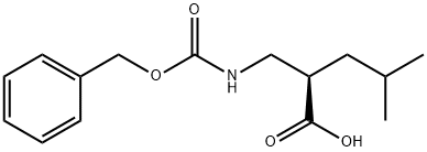(R)-2-((((ベンジルオキシ)カルボニル)アミノ)メチル)-4-メチルペンタン酸 化学構造式