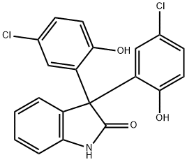 3,3-Bis(5-chloro-2-hydroxyphenyl)indolin-2-one Struktur