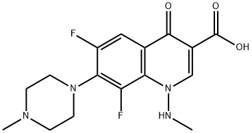 6,8-二氟-1,4-二氢-1-(甲基氨基)-7-(4-甲基-1-哌嗪基)-4-氧代-3-喹啉羧酸 结构式