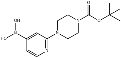 (2-(4-(TERT-ブチルトキシカルボニル)ピペラジン-1-イル)ピリジン-4-イル)ボロン酸 化学構造式