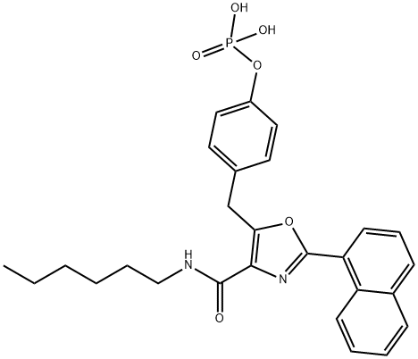 N-己基-2-(1-萘基)-5-[[4-(磷酰氧基)苯基]甲基]-4-恶唑甲酰胺, 1003580-86-6, 结构式