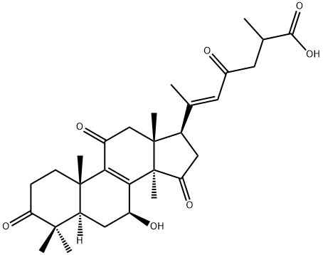 (20E)-7β-ヒドロキシ-3,11,15,23-テトラオキソ-5α-ラノスタ-8,20(22)-ジエン-26-酸 化学構造式