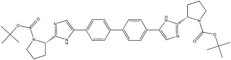 1-Pyrrolidinecarboxylic acid, 2,2'-([1,1'-biphenyl]-4,4'-diyldi-1H-iMidazole-5,2-diyl)bis-, 1,1'-bis(1,1-diMethylethyl) ester, (2S,2'S)- Struktur