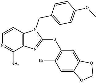 1012059-54-9 2-[(6-溴苯并[D][1,3]二氧杂环戊烯-5-基)硫基]-1-(4-甲氧基苄基)-1H-咪唑并[4,5-C]吡啶-4-胺