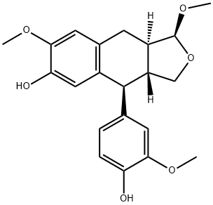 (1S,3aR)-1β,7-Dimethoxy-4β-(3-methoxy-4-hydroxyphenyl)-1,3,3aβ,4,9,9aα-hexahydronaphtho[2,3-c]furan-6-ol Struktur