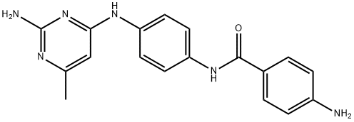 4-aMino-N-(4-(2-aMino-6-MethylpyriMidin-4-ylaMino)phenyl)benzaMide Struktur