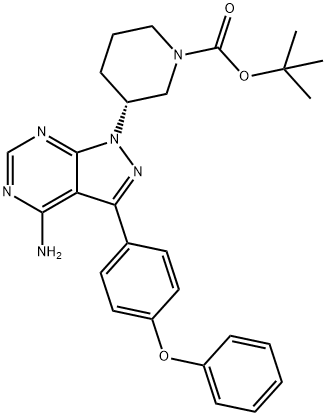 (R)-3-[4-氨基-3-(4-苯氧基苯基)-1H-吡唑并[3,4-D]嘧啶-1-基]哌啶-1-羧酸叔丁酯 结构式