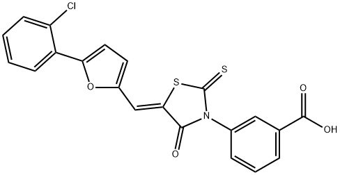 (Z)-3-(5-((5-(2-chlorophenyl)furan-2-yl)Methylene)-4-oxo-2-thioxothiazolidin-3-yl)benzoic acid 化学構造式