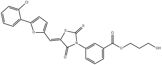 (Z)-3-hydroxypropyl 3-(5-((5-(2-chlorophenyl)furan-2-yl)Methylene)-4-oxo-2-thioxothiazolidin-3-yl)benzoate 化学構造式