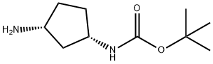 (1S,3R)-3-アミノ-1-(BOC-アミノ)シクロペンタン 化学構造式