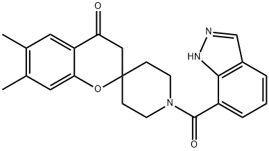 Spiro[2H-1-benzopyran-2,4'-piperidin]-4(3H)-one, 1'-(1H-indazol-7-ylcarbonyl)-6,7-diMethyl- Structure