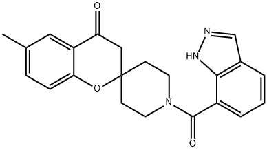 Spiro[2H-1-benzopyran-2,4'-piperidin]-4(3H)-one, 1'-(1H-indazol-7-ylcarbonyl)-6-Methyl- Struktur
