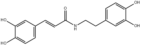 3,4-ジヒドロキシ-N-[2-(3,4-ジヒドロキシフェニル)エチル]シンナムアミド 化学構造式