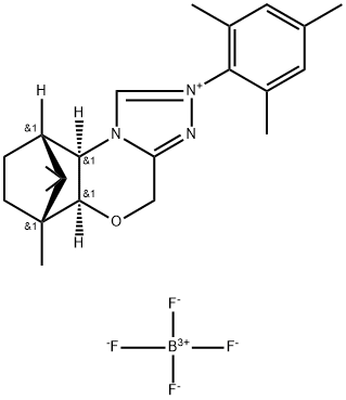 (5aS,6R,9S,9aR)-5a,6,7,8,9,9a-Hexahydro-6,11,11-triMethyl-2-(2,4,6-triMethylphenyl)-6,9-Methano-4H-[1,2,4]triazolo[3,4-c][1,4]benzoxaziniuM tetrafluoroborate Struktur