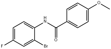 N-(2-ブロモ-4-フルオロフェニル)-4-メトキシベンズアミド 化学構造式
