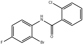 N-(2-ブロモ-4-フルオロフェニル)-2-クロロベンズアミド 化学構造式