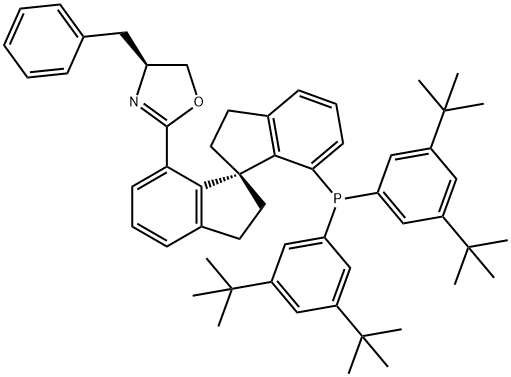(S)-(-)-7[4(S)-(Benzyl)oxazol-2-yl]-7-di(3,5-di-t-butylphenyl)phosphino-2,23,3tetrahydro-1,1spirobiindane, min. 97%  (Sa,S)-DTB-Bn-SIPHOX Struktur