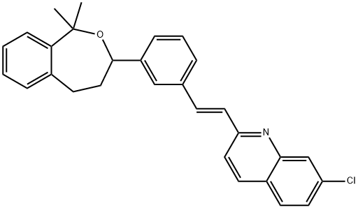 Quinoline, 7-chloro-2-[(1E)-2- [3-(1,3,4,5-tetrahydro-1,1- diMethyl-2-benzoxepin-3-yl) phenyl]ethenyl]- Structure