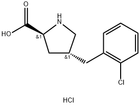 (2S,4R)-4-(2-クロロベンジル)ピロリジン-2-カルボン酸塩酸塩 化学構造式