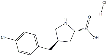 (2S,4R)-4-(4-クロロベンジル)ピロリジン-2-カルボン酸塩酸塩 化学構造式