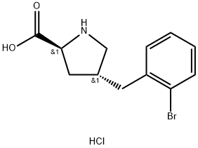 (2S,4R)-4-(2-ブロモベンジル)ピロリジン-2-カルボン酸塩酸塩 化学構造式