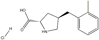 (2S,4R)-4-(2-メチルベンジル)ピロリジン-2-カルボン酸塩酸塩 化学構造式