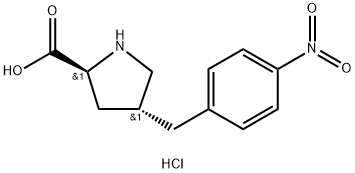 (2S,4R)-4-(4-ニトロベンジル)ピロリジン-2-カルボン酸塩酸塩 化学構造式
