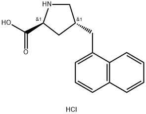 (2S,4R)-4-(ナフタレン-1-イルメチル)ピロリジン-2-カルボン酸塩酸塩 化学構造式