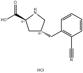 (2S,4R)-4-(2-cyanobenzyl)pyrrolidine-2-carboxylic acid hydrochloride Struktur
